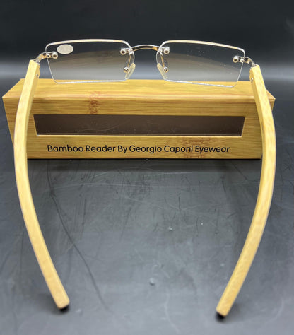 Georgio Caponi Genuine Bamboo Wood Unisex Rimless Readers W| Magnification Brand New