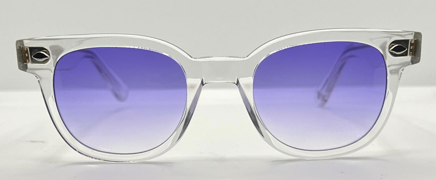 Garrett Leight Canter Cr Crystal Sunglasses W|New Violet Fade Custom Lenses-47Mm-New|Unworn