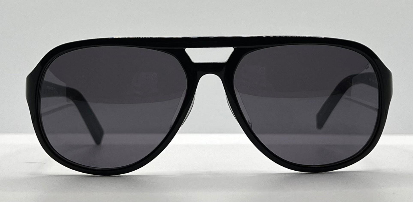 John Varvatos V769Af Sunglasses Black|Grey Horn – Leather Wrapped Temples