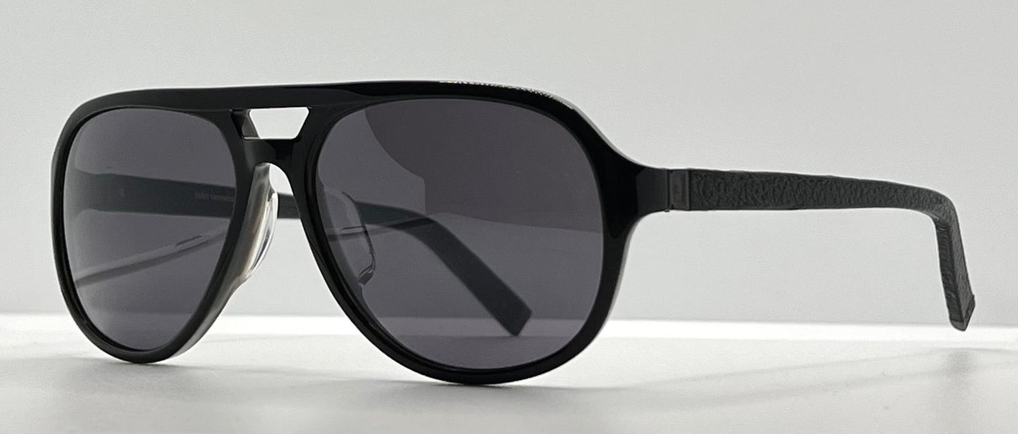 John Varvatos V769Af Sunglasses Black|Grey Horn – Leather Wrapped Temples