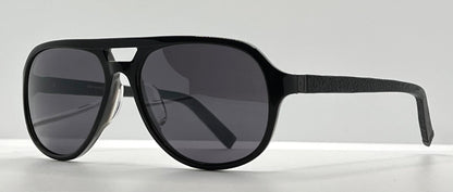 John Varvatos V769Af Sunglasses Black|Grey Horn – Leather Wrapped Temples