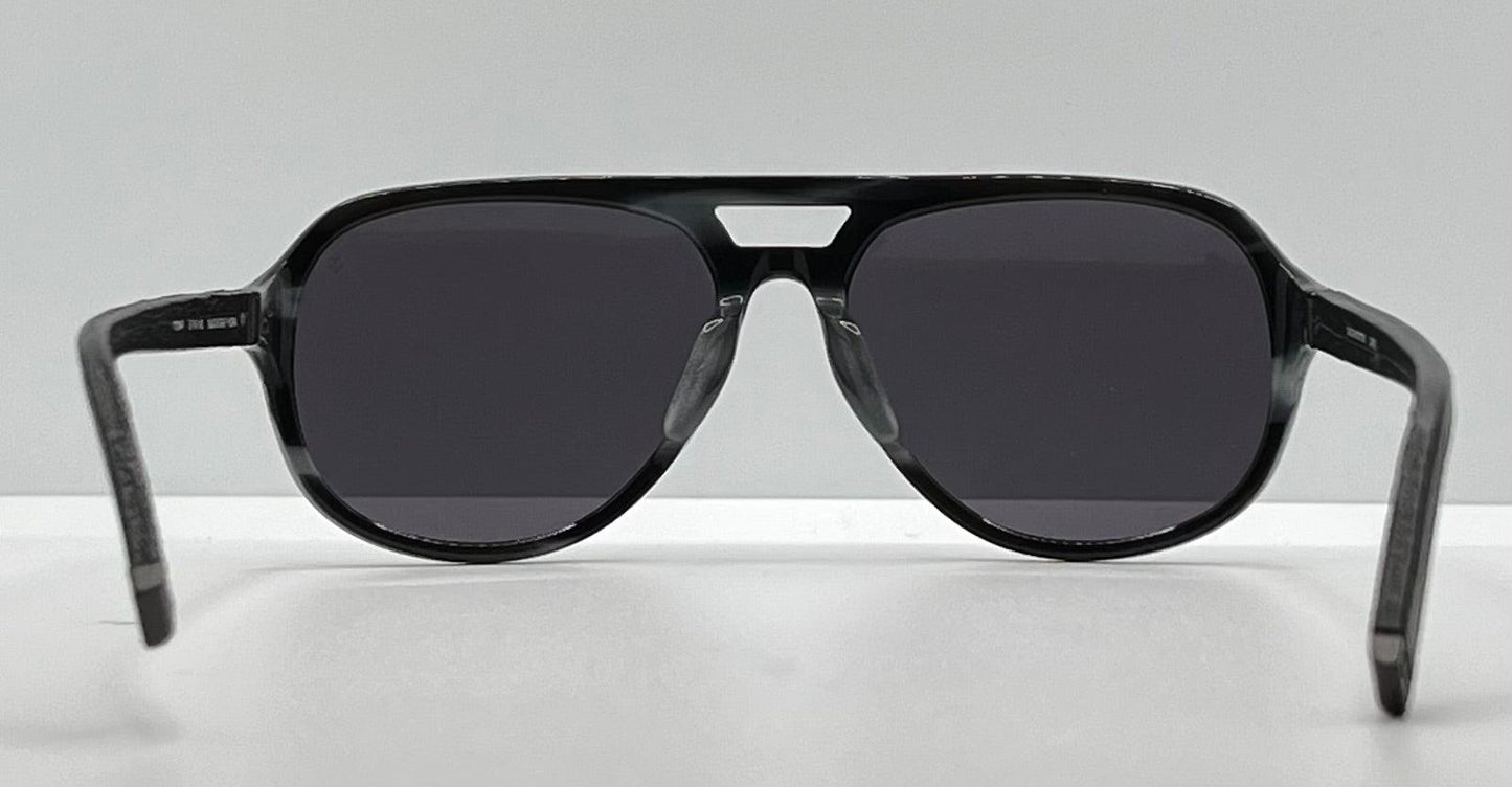John Varvatos V769Af Sunglasses Black|Grey Horn – Leather Wrapped Temples