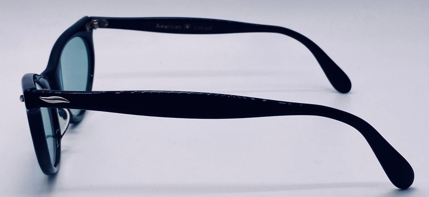 Vintage 1950s American Optical Cat-Eye Eyeglass Frames – Custom Berko’s Designs Aquamarine Lenses – 5 1|2” Temples