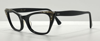 Vintage Titmus Usa “Siret” Cat-Eye Eyeglasses Black Rhinestone – Restored