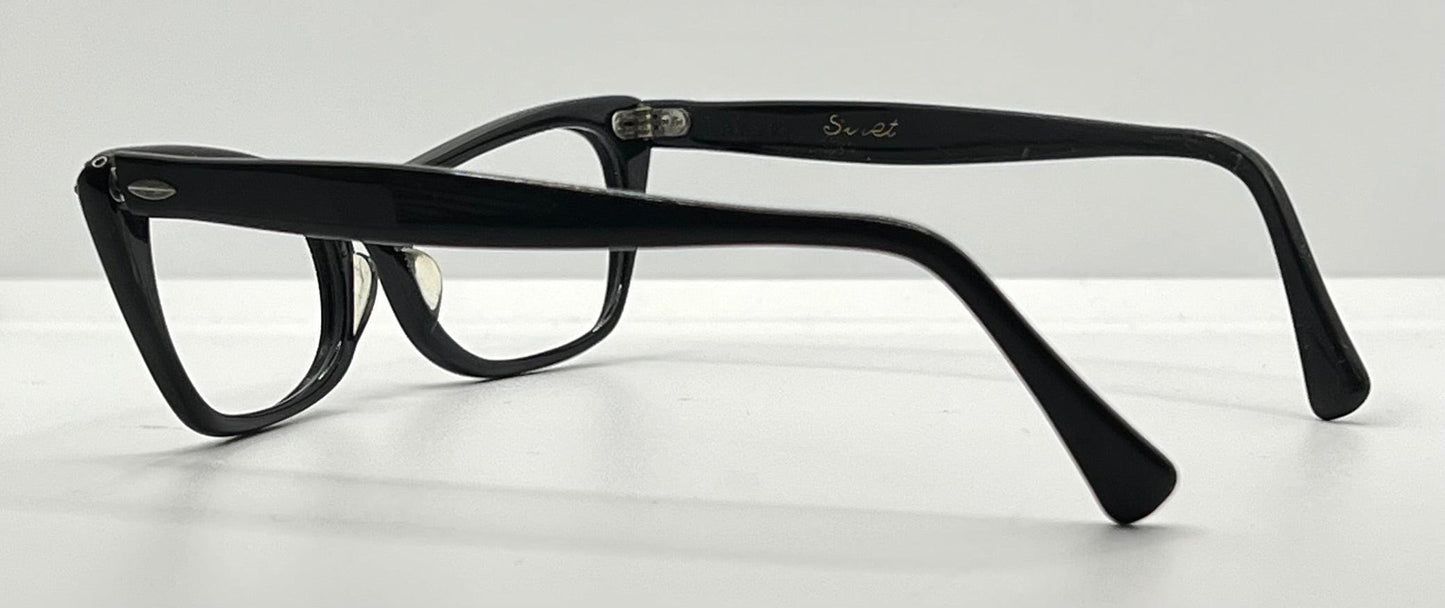 Vintage Titmus Usa “Siret” Cat-Eye Eyeglasses Black Rhinestone – Restored