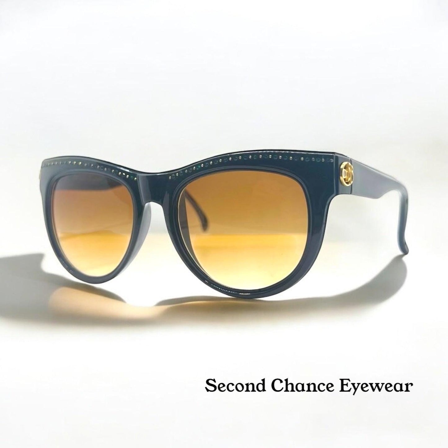 Brigitte Bardot Vintage Sunglasses-Black w|Micro-Crystals-Deadstock France