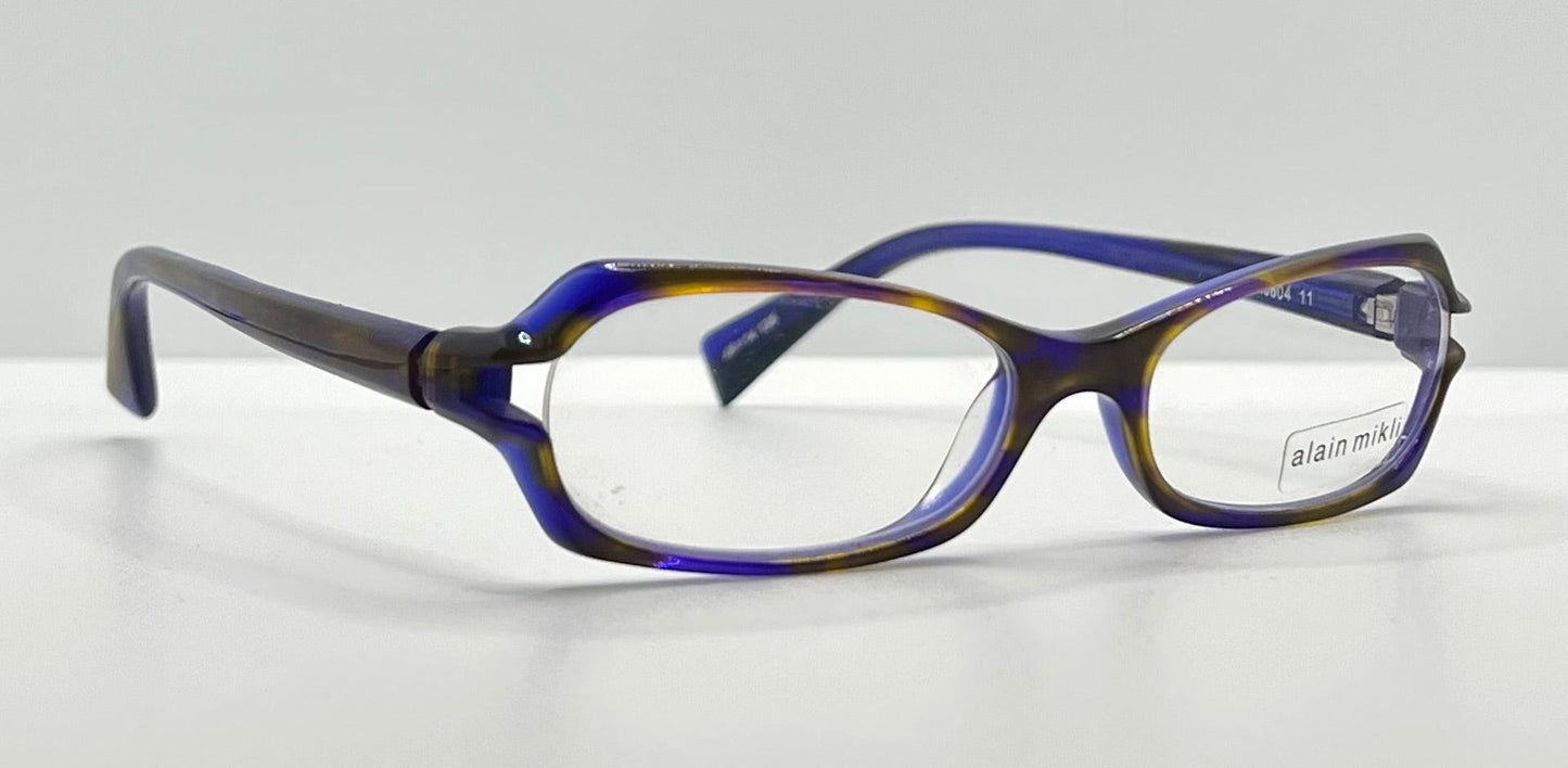 Alain Mikli A0604 11 Eyeglasses-Handmade Blue|Amber Striped Acetate-48mm–Original Lenses