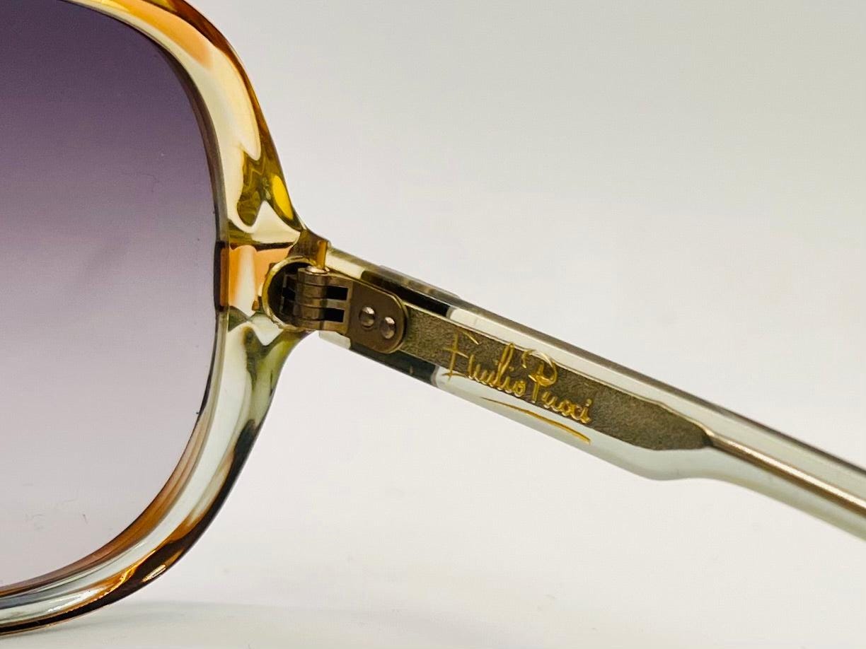 Vintage Emilio Pucci Sunglasses-Amber Gold Gradient Grey Lenses-Nos|Unworn