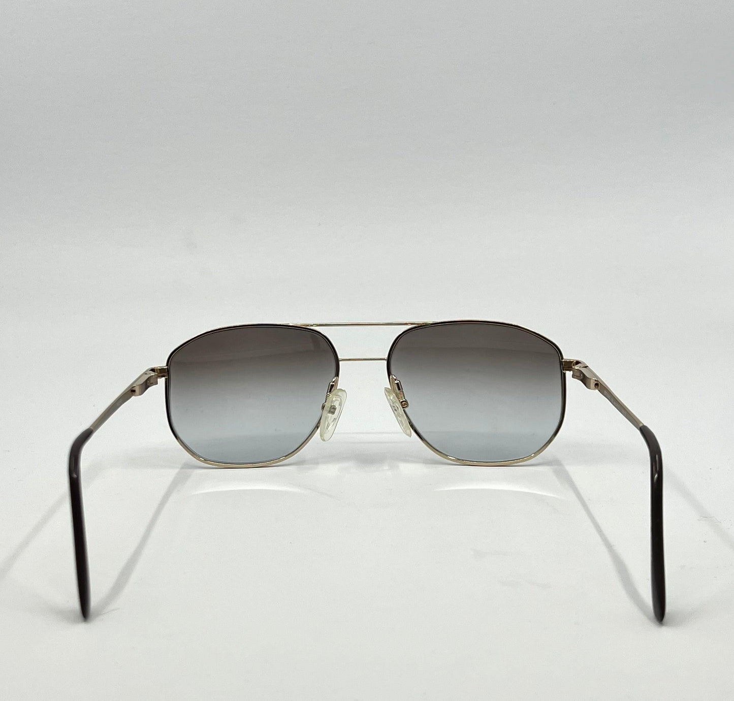 Studio 123-R-Flex Gold Vintage Aviator Sunglasses w|New Grey Gradient Custom Lenses-Deadstock
