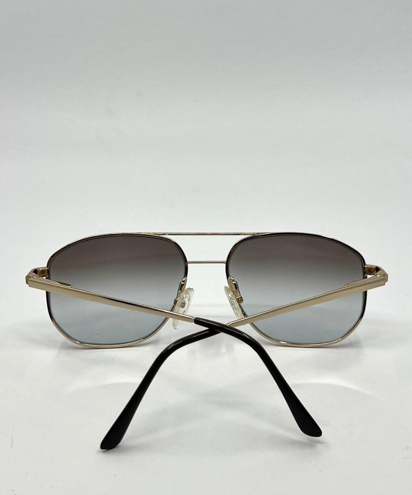 Studio 123-R-Flex Gold Vintage Aviator Sunglasses w|New Grey Gradient Custom Lenses-Deadstock