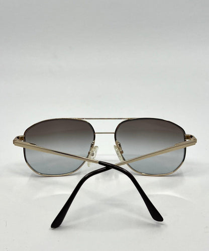 Studio 123-R-Flex Gold Vintage Aviator Sunglasses w|New Grey Gradient Custom Lenses-Deadstock