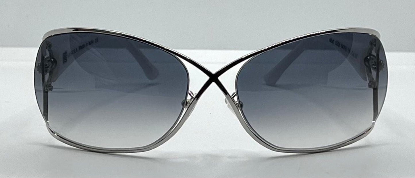 Sasura S203 Col. 01 White & Silver Oval Sunglasses – Gradient Lenses – Made in Italy