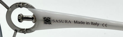 Sasura S203 Col. 01 White & Silver Oval Sunglasses – Gradient Lenses – Made in Italy