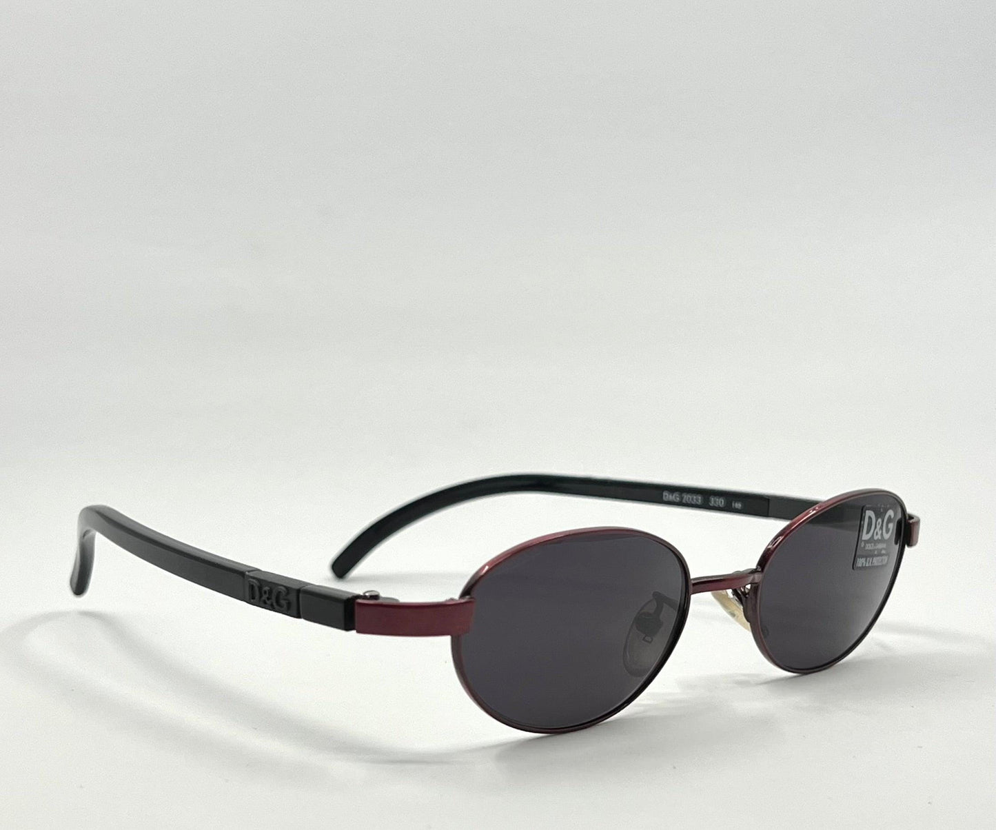 D&G 2033|330 Vintage Y2K Deadstock Sunglasses Red Black Oval Made in Italy