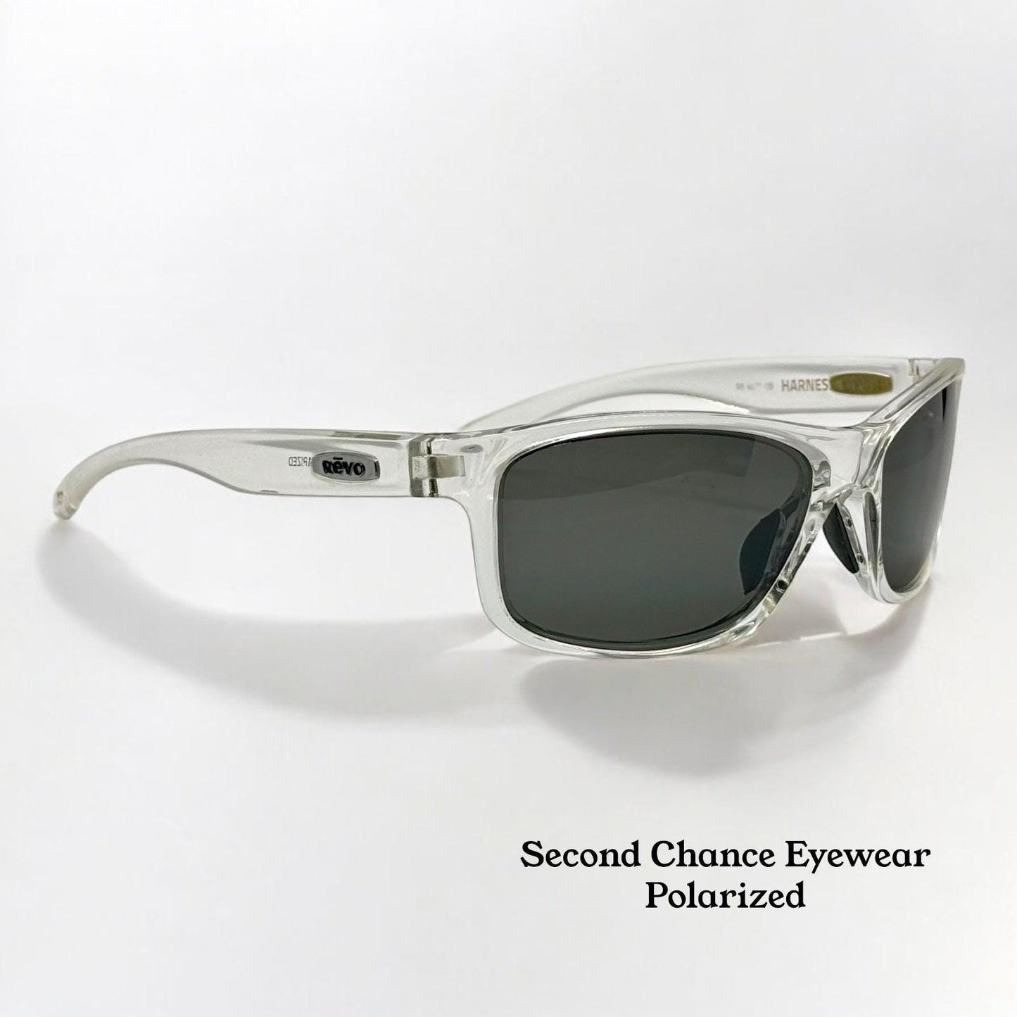 Vintage Revo Harness Polarized Sunglasses-Crystal Clear Frame W|New Dark Grey Polarized Lenses