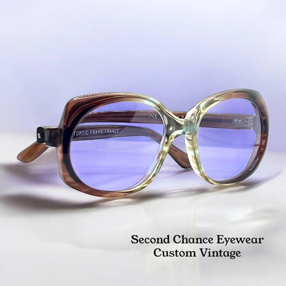 Artoptic Ines 52-20 – Vintage French Butterfly Sunglasses W|New, Custom Violet Lenses-Deadstock