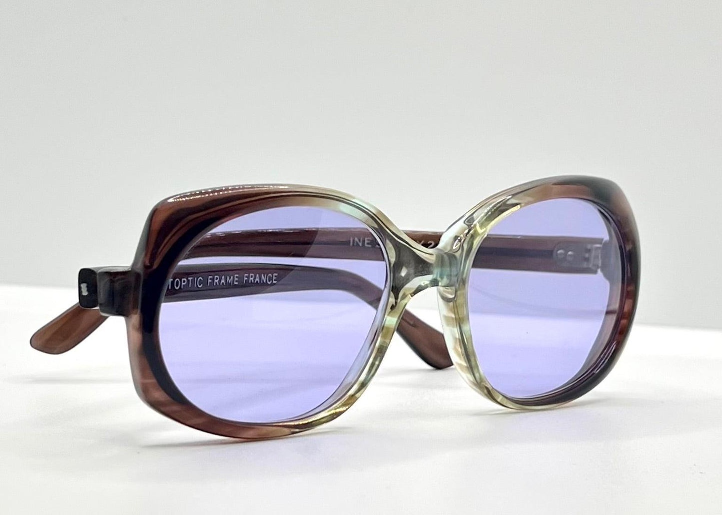 Artoptic Ines 52-20 – Vintage French Butterfly Sunglasses W|New, Custom Violet Lenses-Deadstock