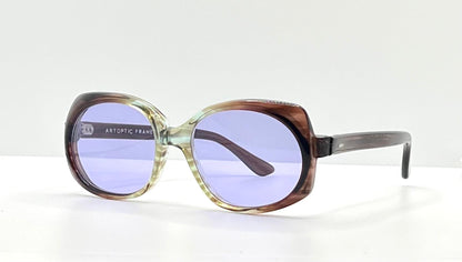 Artoptic Ines 52-20 – Vintage French Butterfly Sunglasses W|New, Custom Violet Lenses-Deadstock