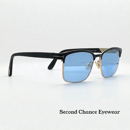 Tom Ford Tf5323 002 Black|Gold Sunglasses W|New Blue Custom Lenses-New|Unworn-Full Kit