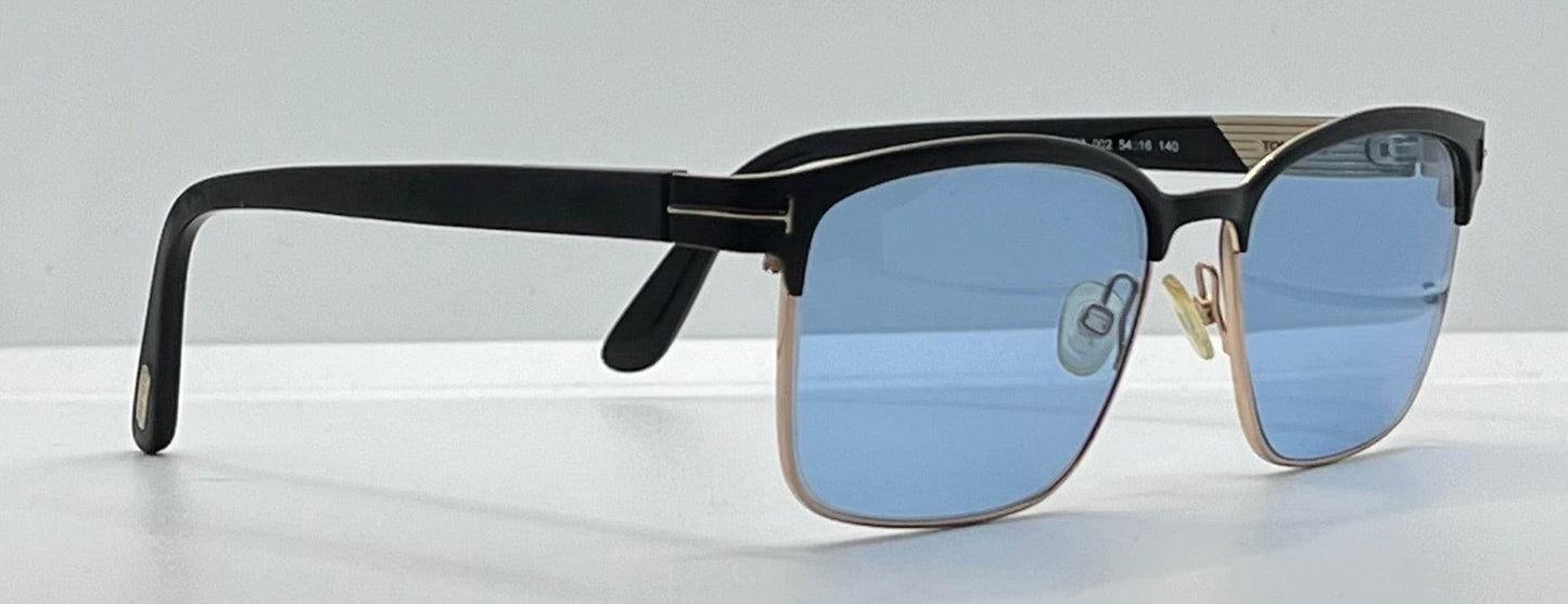 Tom Ford Tf5323 002 Black|Gold Sunglasses W|New Blue Custom Lenses-New|Unworn-Full Kit