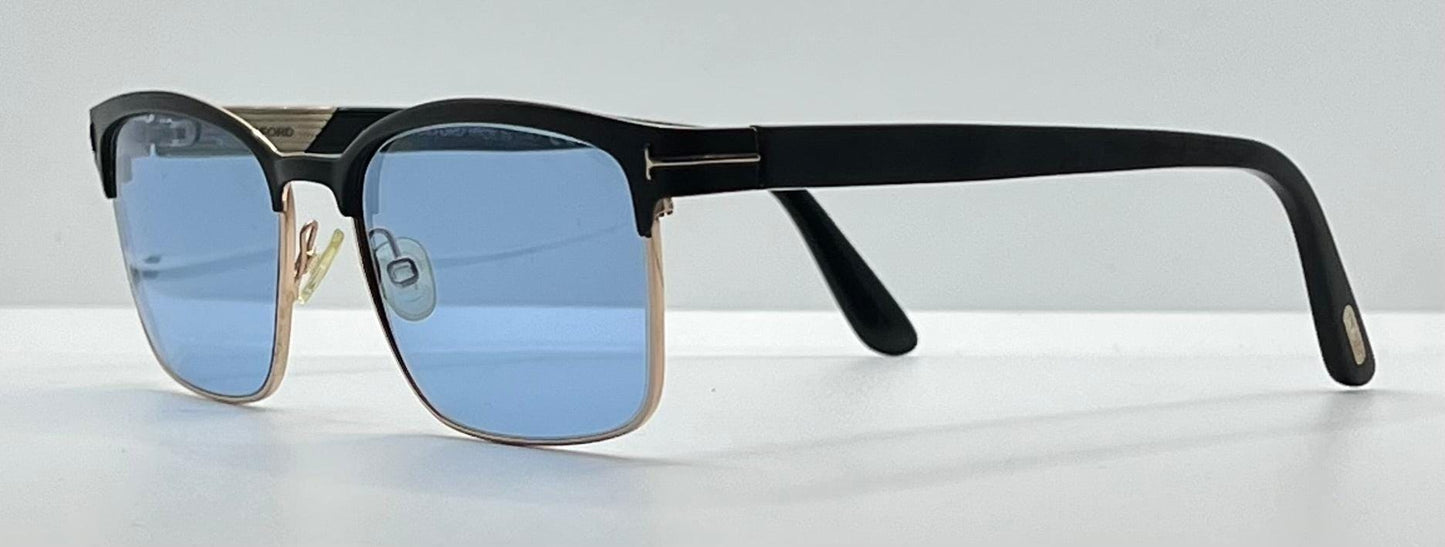 Tom Ford Tf5323 002 Black|Gold Sunglasses W|New Blue Custom Lenses-New|Unworn-Full Kit