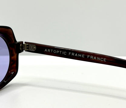 Artoptic Ines 52-20 – Vintage French Butterfly Sunglasses W|New, Custom Violet Lenses-Deadstock