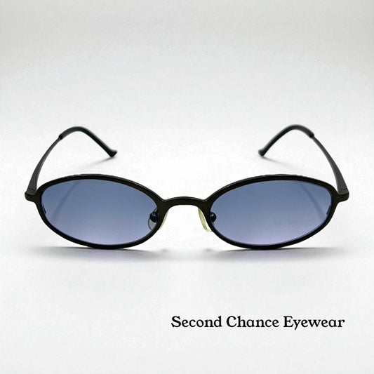 Versus by Versace Titanium Oval Sunglasses w|New Blue Tinted Custom Lenses|47-18mm