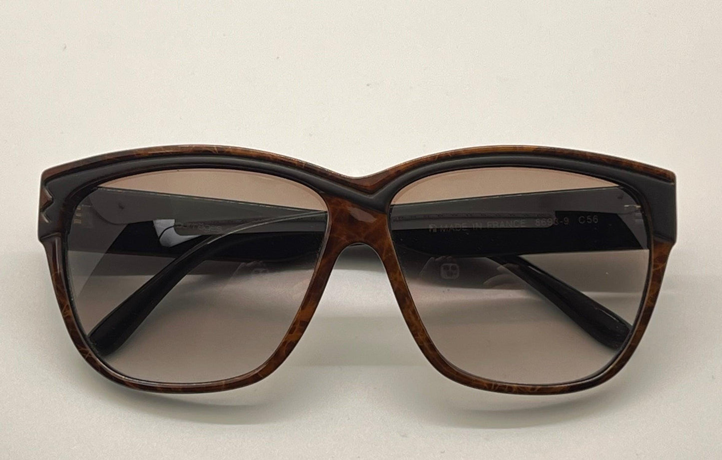 Vintage Courrèges Paris Sunglasses Model 8693-9 C56 - Nos, Made In France, Brown Tortoiseshell Frame With Gradient Lenses