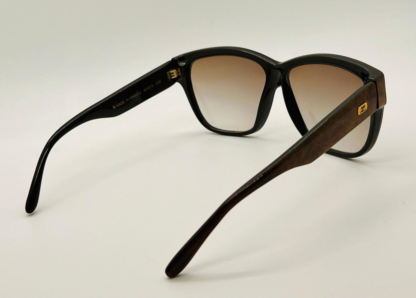 Vintage Courrèges Paris Sunglasses Model 8693-9 C56 - Nos, Made In France, Brown Tortoiseshell Frame With Gradient Lenses