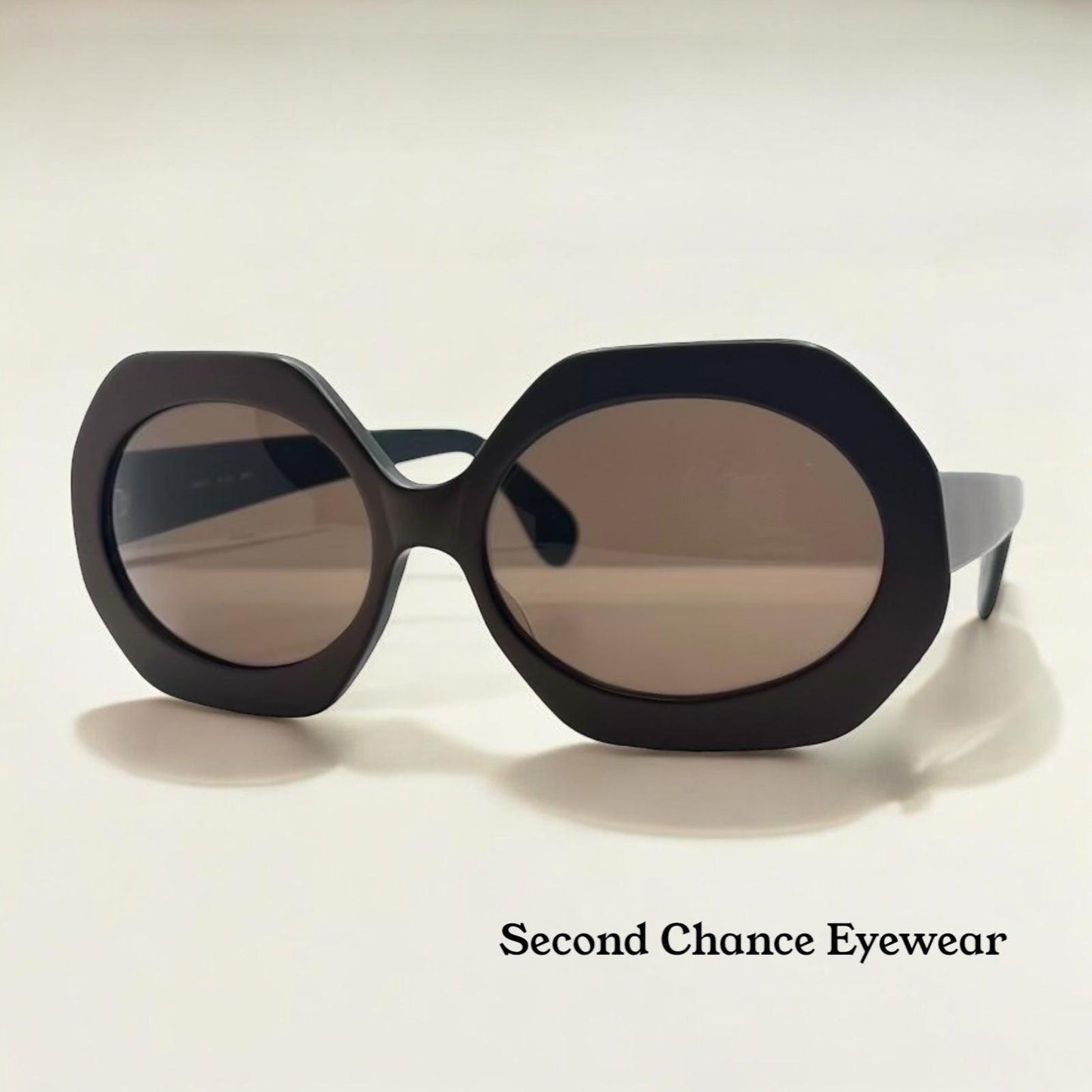 Hoseki Hk 231-Bold Geometric Oval Sunglasses-Kmn Finish-Vintage Deadstock-Italy