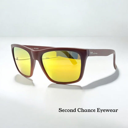 Mira M45 Vintage Sunglasses – Matte Red Frame W| Yellow Mirror Lenses – Nos