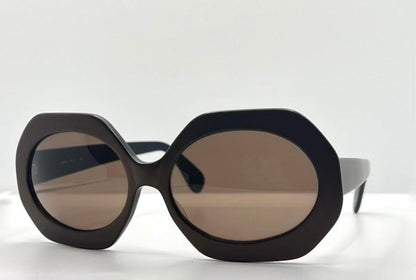 Hoseki Hk 231-Bold Geometric Oval Sunglasses-Kmn Finish-Vintage Deadstock-Italy