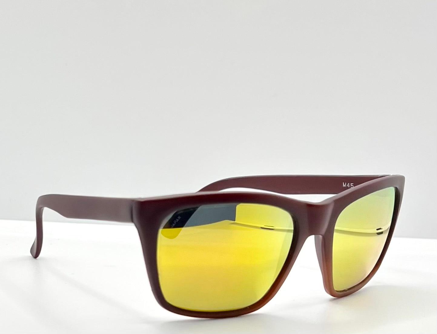 Mira M45 Vintage Sunglasses – Matte Red Frame W| Yellow Mirror Lenses – Nos