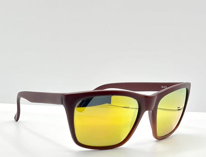 Mira M45 Vintage Sunglasses – Matte Red Frame W| Yellow Mirror Lenses – Nos