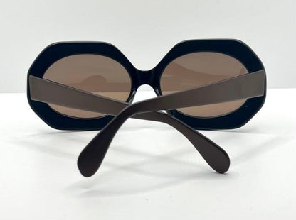 Hoseki Hk 231-Bold Geometric Oval Sunglasses-Kmn Finish-Vintage Deadstock-Italy