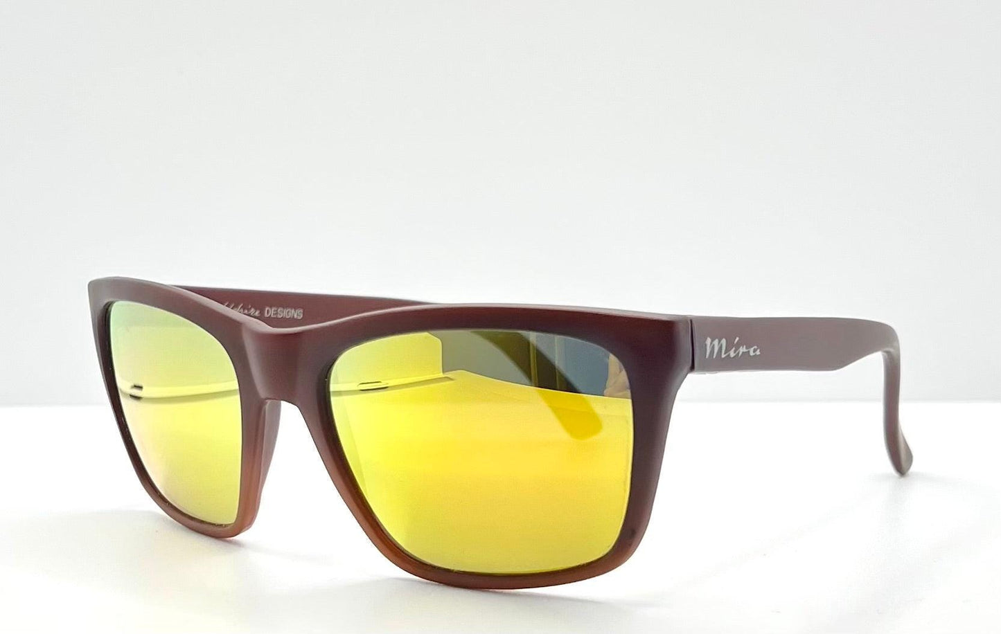 Mira M45 Vintage Sunglasses – Matte Red Frame W| Yellow Mirror Lenses – Nos