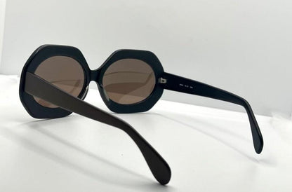 Hoseki Hk 231-Bold Geometric Oval Sunglasses-Kmn Finish-Vintage Deadstock-Italy