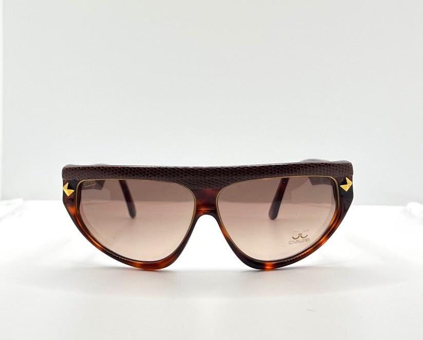 Claudia Carlotti Stratos Cc14 Vintage Sunglasses-Snakeskin Brow-Rare Deadstock Find