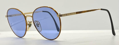 Semester Blond 081 Japan Vintage Sunglasses-Gold Frame W|New, Blue Custom Lenses