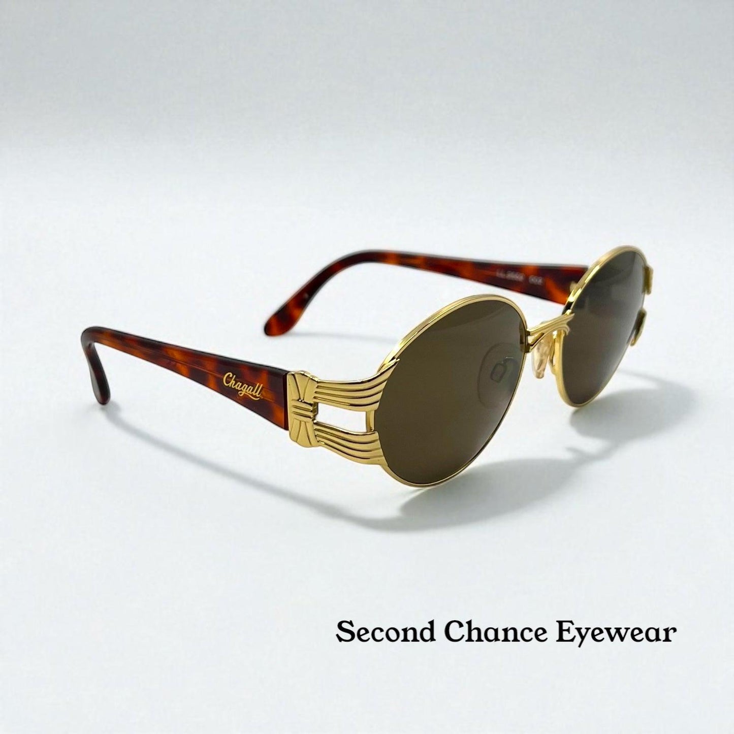 Chagall By Visibilia Ll 2552 002 Vintage Sunglasses – Deadstock Italian Gold & Tortoise-Brown Lenses
