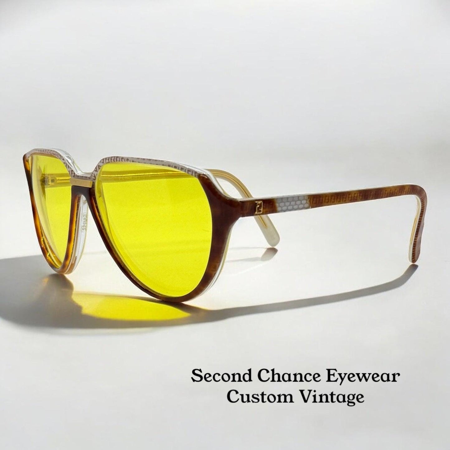 Fendi By Lozza Fv48 Vintage Sunglasses W|New, Custom Yellow Day|Night Tint Lenses