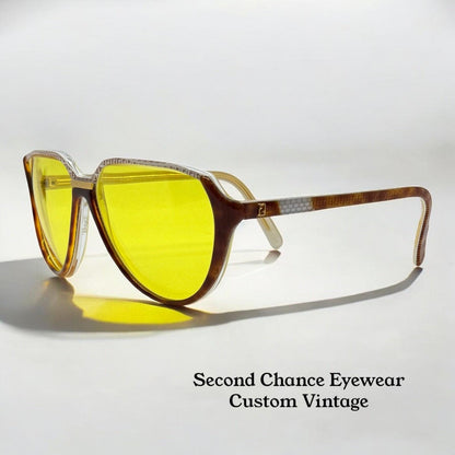 Fendi By Lozza Fv48 Vintage Sunglasses W|New, Custom Yellow Day|Night Tint Lenses