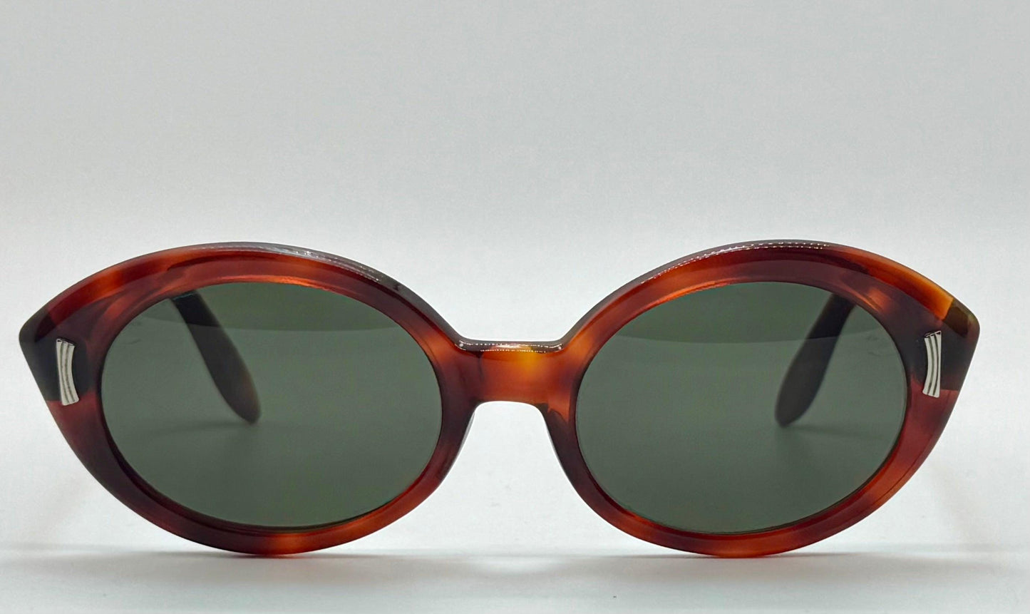 Vintage Sro U.S.A. 5 3|4 - Tortoise Panto Sunglasses With Brand New, Custom Berko'S Designs Evergreen Lenses