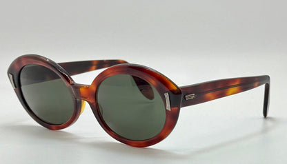 Vintage Sro U.S.A. 5 3|4 - Tortoise Panto Sunglasses With Brand New, Custom Berko'S Designs Evergreen Lenses