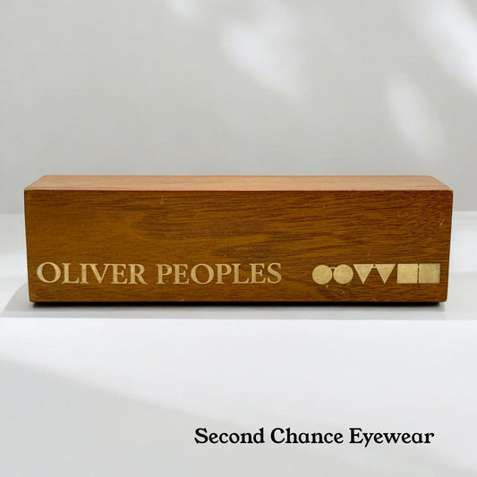Oliver Peoples Wooden Double-Sided Retail Display with Gold Logo – Pre-Owned