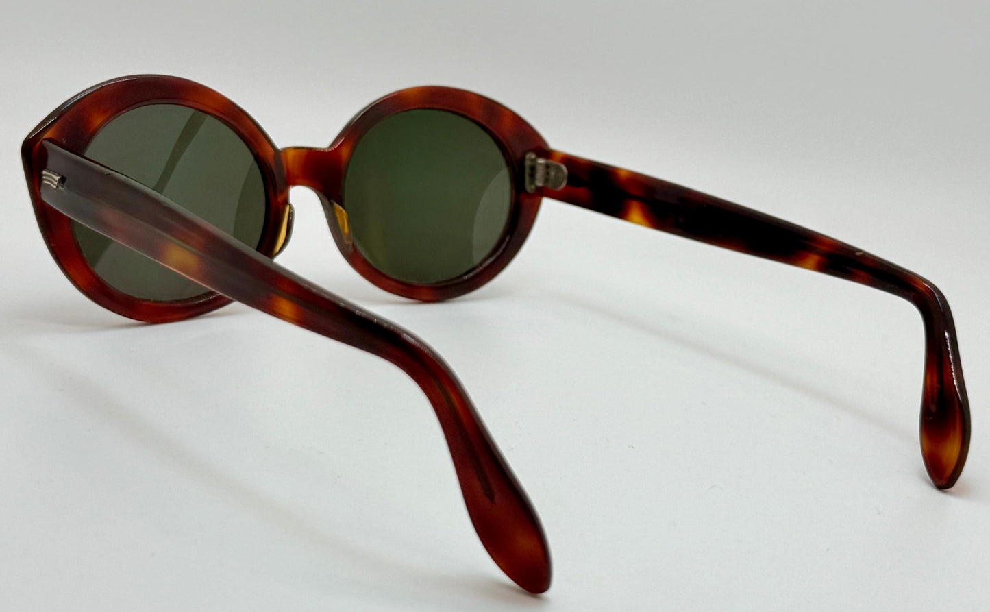 Vintage Sro U.S.A. 5 3|4 - Tortoise Panto Sunglasses With Brand New, Custom Berko'S Designs Evergreen Lenses
