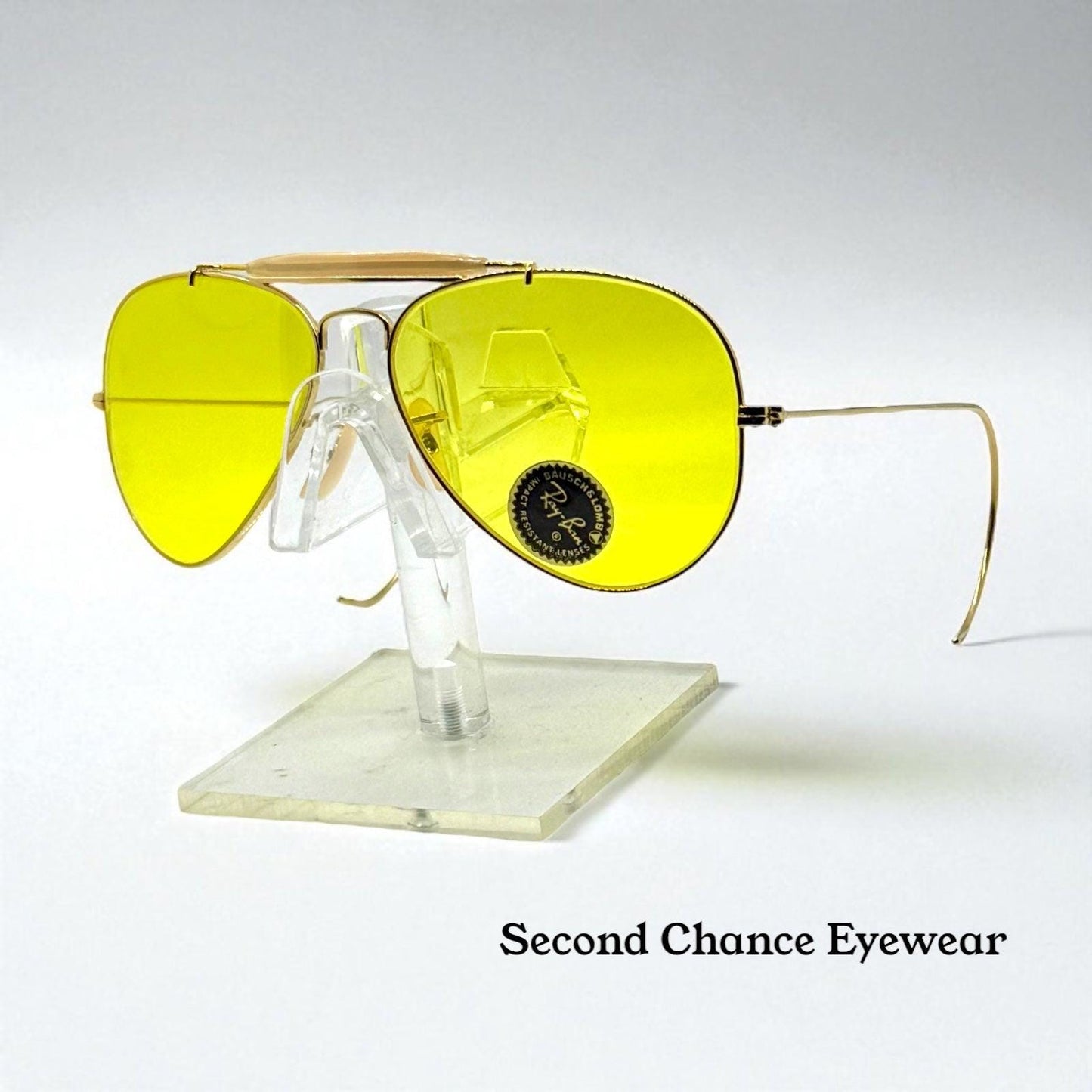 B&L Ray-Ban Outdoorsman Aviator-Calichrome Yellow Lenses-5814 Vintage Deadstock-Usa