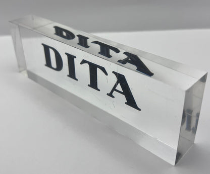Dita Acrylic In Store Logo - Display - Plague - Sign - 8.5 X 2.5 X 1 Inches.