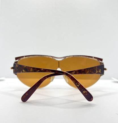 Nina Ricci Nr3017 C.321 0166 Vintage Shield Sunglasses-Gold|Brown-Deadstock