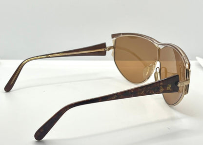 Nina Ricci Nr3017 C.321 0166 Vintage Shield Sunglasses-Gold|Brown-Deadstock